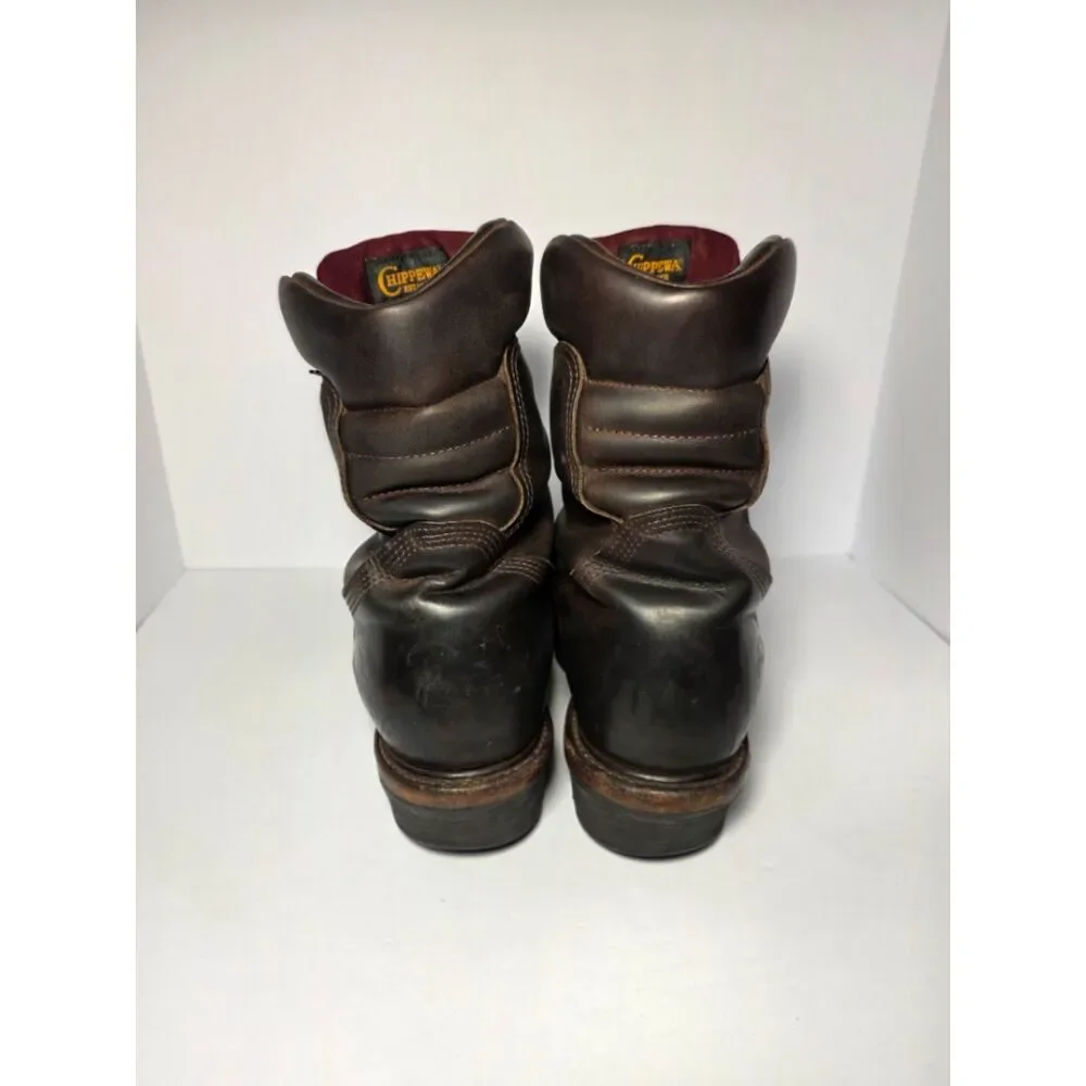 Vintage Chippewa USA Super Logger Boots Mens 10 Insulated Steel Toe Vibram Brown